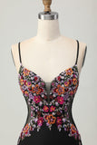 Bodycon Flower Spaghetti Straps Little Black Dress