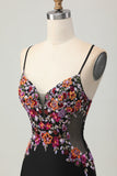Bodycon Flower Spaghetti Straps Little Black Dress