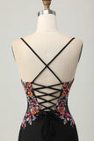 Bodycon Flower Spaghetti Straps Little Black Dress