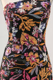 Flower Bodycon One Shoulder Embroidery Little Black Dress