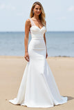 Mermaid Ivory Long Simple Wedding Dress