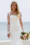 Mermaid Ivory Illusion Neck Long Sleeve Wedding Dress