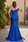 Royal Blue Mermaid One Shoulder Ruched Evening Dress
