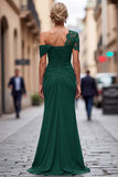 Black Mermaid Appliqued Asymmetrical Mother of the Bride Dress