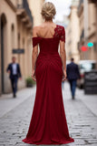 Black Mermaid Appliqued Asymmetrical Mother of the Bride Dress