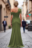 Black Mermaid Appliqued Asymmetrical Mother of the Bride Dress