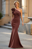 One Shoulder Mermaid Black Long Evening Dress