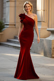 One Shoulder Mermaid Black Long Evening Dress