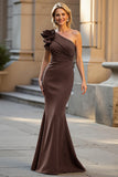 One Shoulder Mermaid Black Long Evening Dress