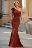 One Shoulder Mermaid Black Long Evening Dress