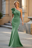 One Shoulder Mermaid Black Long Evening Dress