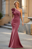One Shoulder Mermaid Black Long Evening Dress