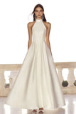 A Line Ivory High Neck Engagement Dress