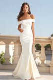 Mermaid Off The Shoulder Ivory Wedding Dress