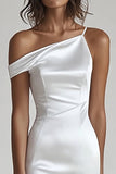 Mermaid Ivory Asymmetrical Neck Engagement Dress