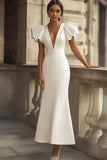 Mermaid V-Neck Ivory Long Engagement Dress