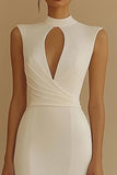 Sheath Ivory Cut Out Engagement Dress with Slit