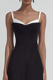 Black and white Long Chiffon Sheath Spaghetti Straps Formal Dress