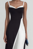 Black and white Simple Sheath Spaghetti Straps Long Formal Dress