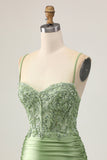 Bodycon Sequins Ruched Sage Green Short Prom Dress