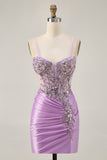 Sparkly Grey Green Bodycon Strapless Short Prom Dress with Lace Up Back