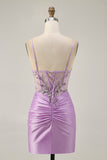 Sparkly Grey Green Bodycon Strapless Short Prom Dress with Lace Up Back