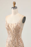 Sparkly Champagne Sequins Bodycon Short Prom Dress with Beading