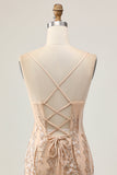 Sparkly Champagne Sequins Bodycon Short Prom Dress with Beading