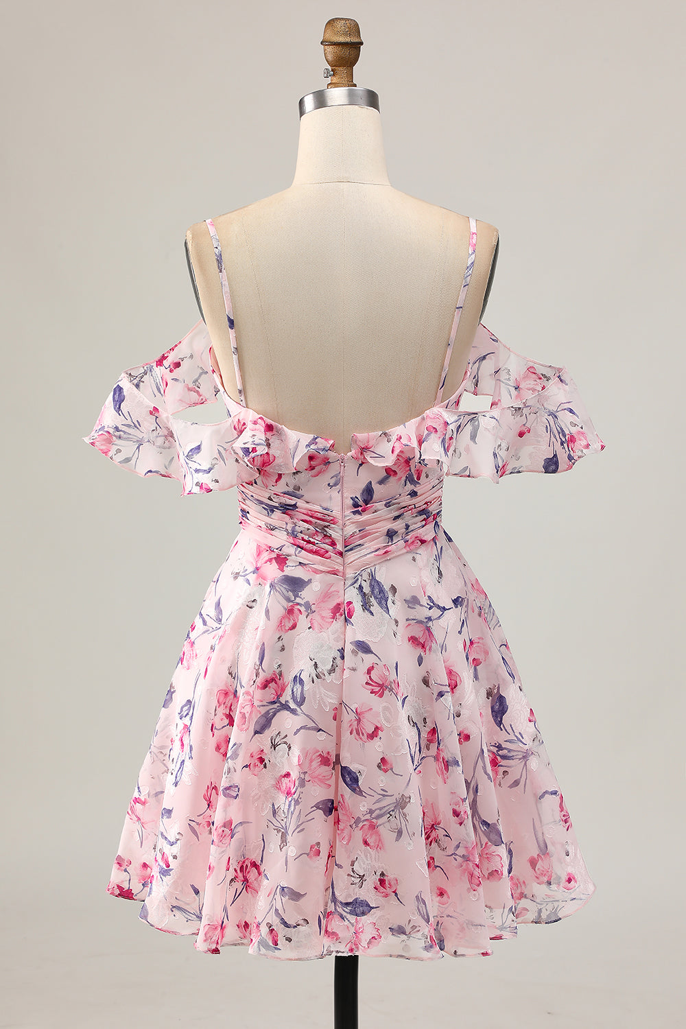 WEDTREND Women Pink Floral Short Prom Dress A Line Cold Shoulder Party Dress Wedtrend UK WEDTREND Women Pink Floral Short Prom Dress A Line Cold Shoulder Party Dress Wedtrend UK