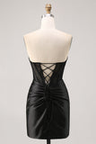 Corset Strapless Bodycon Lace Little Black Dress