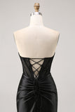 Corset Strapless Bodycon Lace Little Black Dress