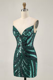 Sparkly Strapless Royal Blue Sequins Tight Short Prom Dress