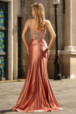 Sparkly Blush Mermaid Corset Beaded Prom Dress