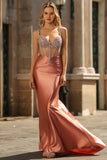 Sparkly Blush Mermaid Corset Beaded Prom Dress