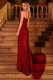 Sparkly Burgundy Ruched Prom Dress with Side Cape