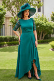 Pine A Line Chiffon Bateau Neck Half Sleeve Wedding Guest Dress