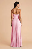 Sky Blue A Line Pleated Spaghetti Straps Long Bridesmaid Dress