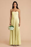 Sky Blue A Line Pleated Spaghetti Straps Long Bridesmaid Dress