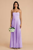 Sky Blue A Line Pleated Spaghetti Straps Long Bridesmaid Dress