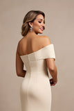 Apricot One Shoulder Ruched Long Satin Mother of the Bride Dress with Beading