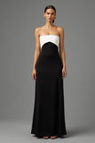 Black and White Strapless Maxi Dress with Bow