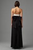 Black and White Strapless Maxi Dress with Bow