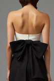Black and White Strapless Maxi Dress with Bow