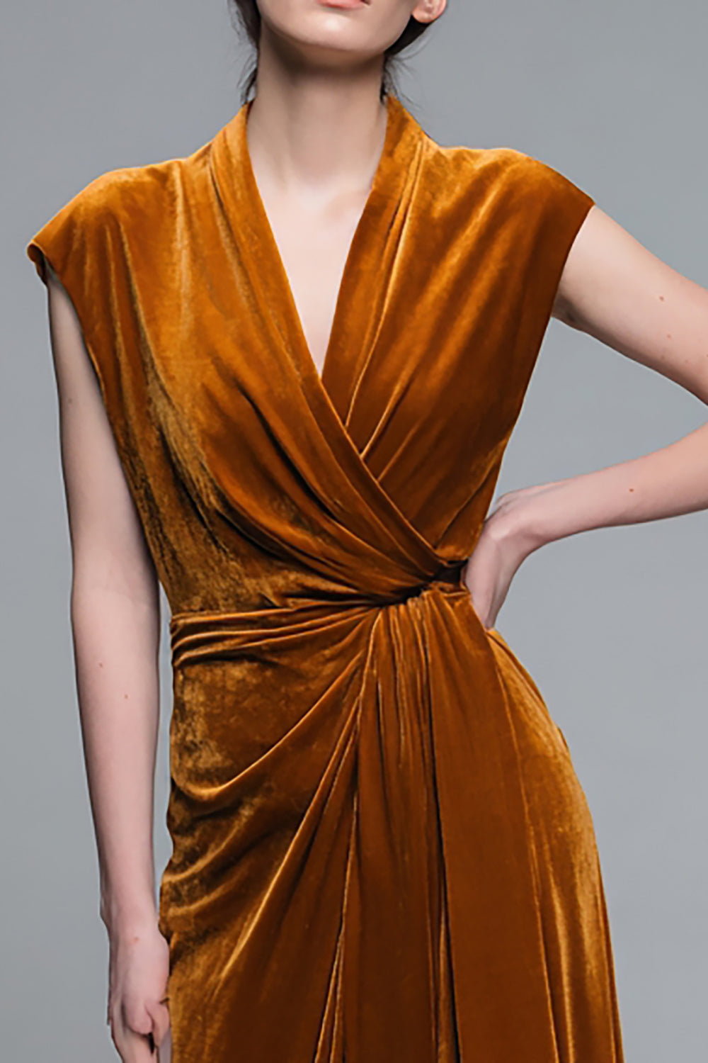 WEDTREND Women Velvet Long Formal Dress Caramel A-Line V-Neck Cap Sleeves Evening Dress Wedtrend UK WEDTREND Women Velvet Long Formal Dress Caramel A-Line V-Neck Cap Sleeves Evening Dress Wedtrend UK