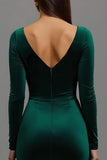 Mermaid Dark Green Velvet Long Sleeves Holiday Party Dress