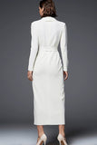 Ivory Sheath Work Dress With Long Sleeves