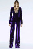 2-Piece Velvet Dark Purple Women Prom Suits