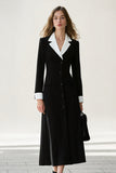 Black and White A-Line Notched Lapel Work Dress