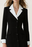 Black and White A-Line Notched Lapel Work Dress