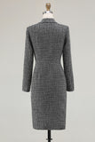 Dark Grey Bodycon Long Sleeve Midi Work Dress